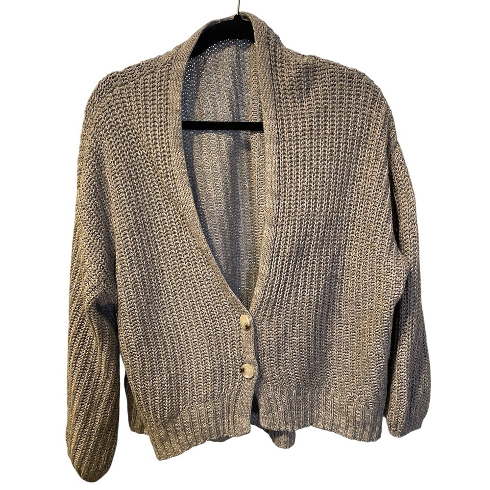 Wild Fable Women's Gray Knit Cardigan Sweater‎ L Cabincore Cottagecore Normcore